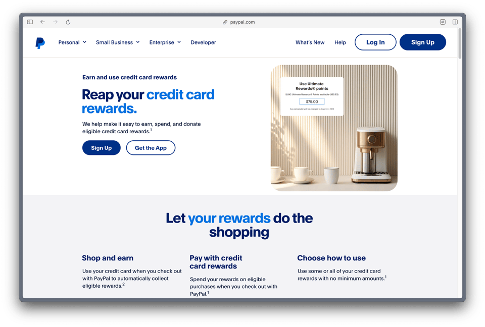 Image of Paypay's Pay with Rewards website landing page.