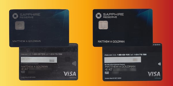 Image features the back and front of the old Chase Sapphire Reserve card design and the new one.