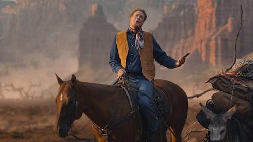 Image from the Paypal commerical featuring Will Ferrell riding a horse