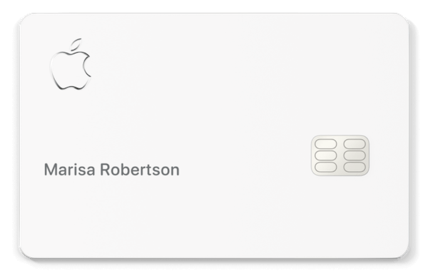 White credit card with Apple Computer logo in the top left corner