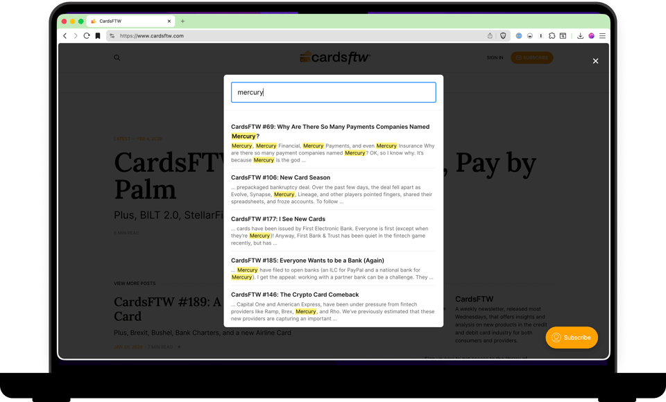 Macbook with a screenshot of CardsFTW search.