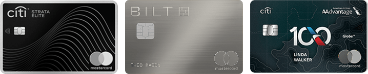 Citi Strata Elite, Bilt Palladium, and Citi Aadvantage Globe credit cards