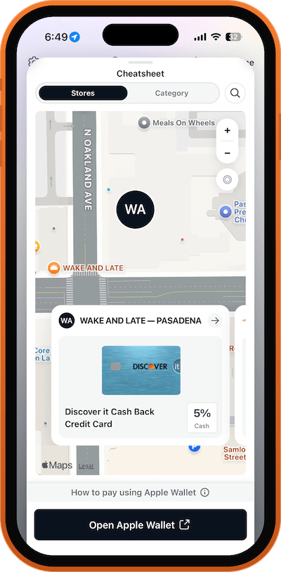 iPhone showing Kudos Cheat Sheet frame