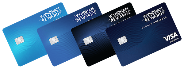 collage of four wyndham visa cards