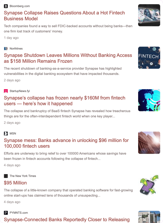 Screenshot image from a Google search of "Synapse collaspe".