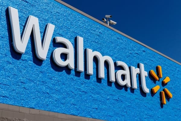 Image of a the Walmart logo on a building