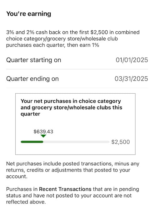 Screenshot of BofA Tracker