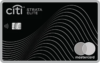 Black card with silver stripes, the Citi bank logo in the top left and Mastercard logo in the bottom right.