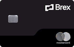 Black credit card with the Brex name and logo in the top right, the Mastercard name and logo in the bottom right, and the EMV chip in the middle of the right side.