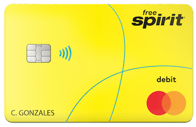 Yellow credit card with the Spirit Airlines logo in the top right, the color Mastercard logo in the bottom right, and C. Gonzales in the lower left.
